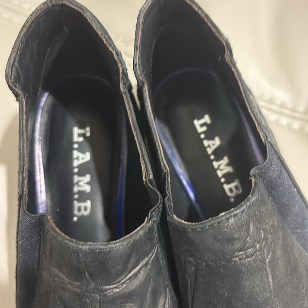 L.A.M.B. Gwen Stefani Memento Black Textured Bootie Croc Embossed sz 6 - Picture 3 of 6